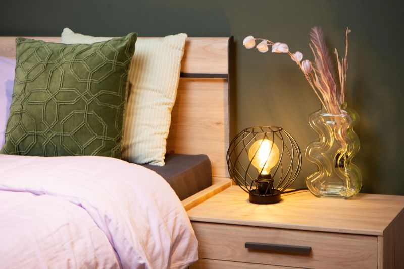 Lucide DANZA - Stolná lampa - Ø 25 cm - 1xE27 - Čierna